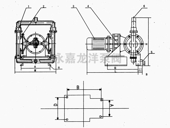 DBY襯氟電動(dòng)隔膜泵工作原理圖